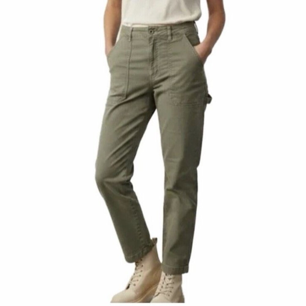 MARINE LAYER Maya Slim Straight Utility Pants Green Cropped Women's 0 *READ*